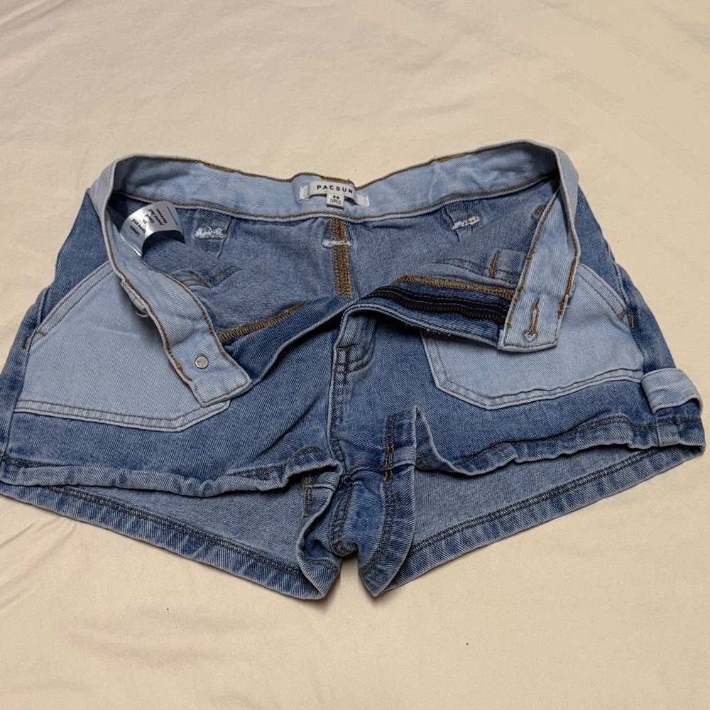 PacSun Two-Tone Blue Denim Jean Shorts